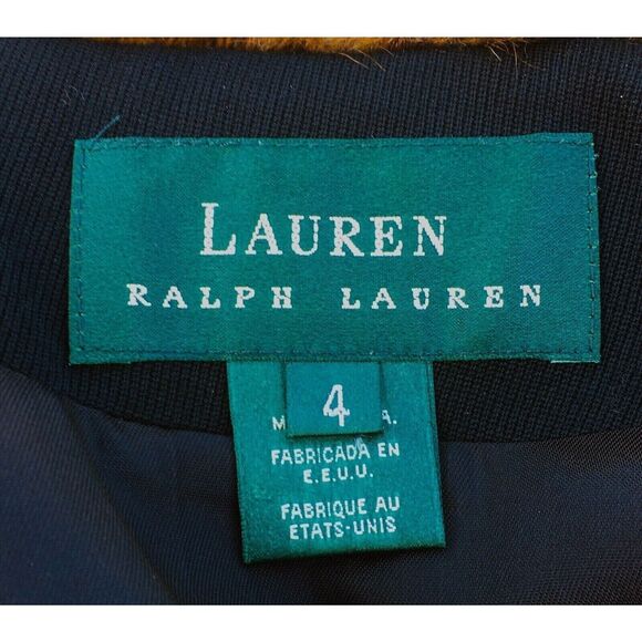 Vintage Ralph Lauren Wool Double Breasted Blazer Faux Mink Fur Collar Size 4 - Picture 6 of 7